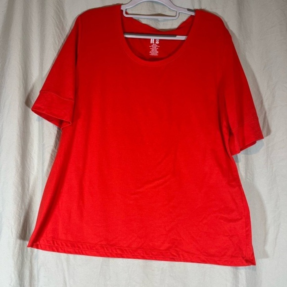 IT'S Womens Red Scoop Neck Short Sleeve Cotton Blend‎ T-Shirt Size XL RN 37080